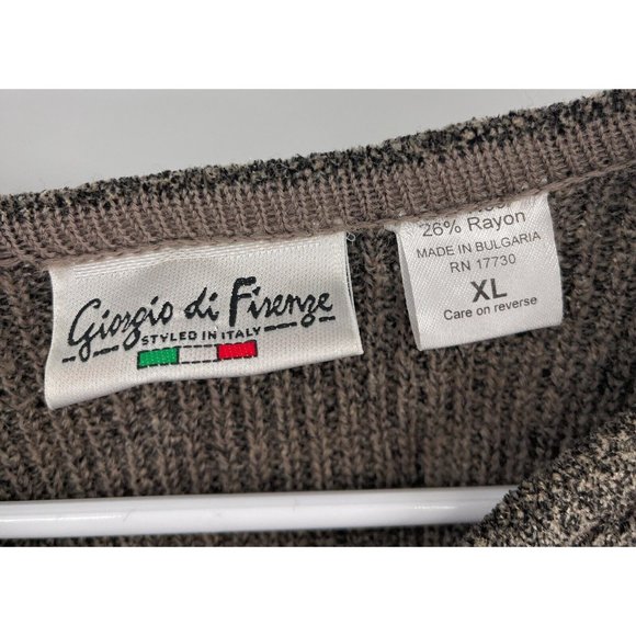 VINTAGE Giorgio di Firenze Sweater XL Brown Knit Pullover Mens L - Picture 2 of 4